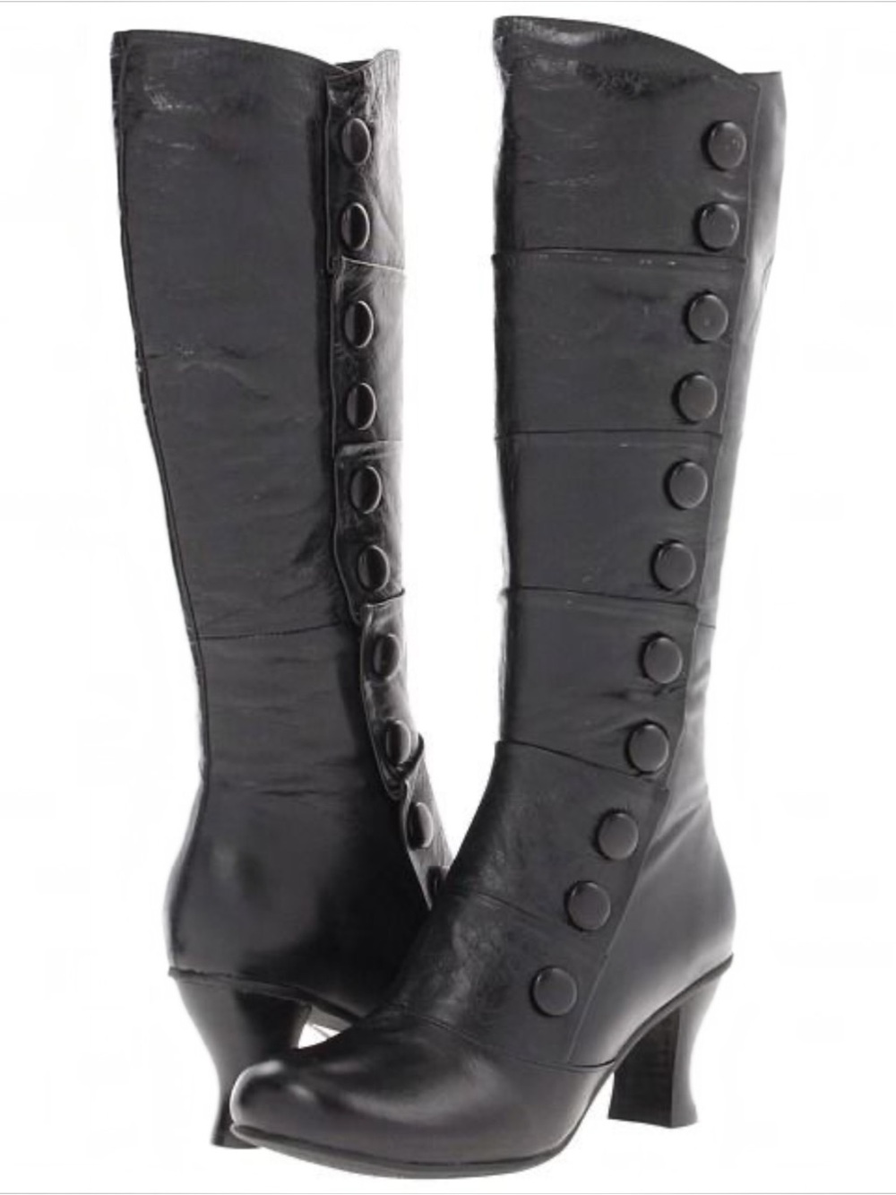 Miz Mooz Amelia Black Leather Tall Heeled Boots Women’s Size 10 Victorian Goth